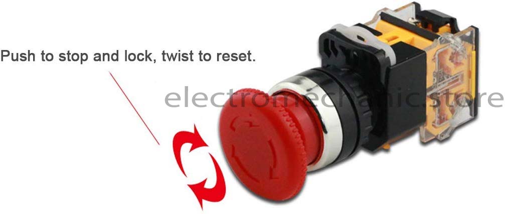 (LA38-11ZS) 22mm Emergency Stop Push Button (Pack of 5 Pcs)side